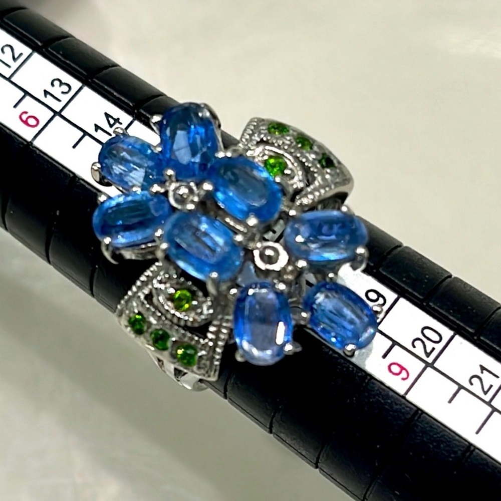 Kyanite & Emerald 14KGP Ring Size 7.5